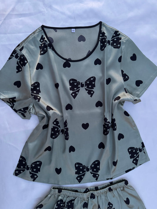 Pyjama demi-manche short en satin