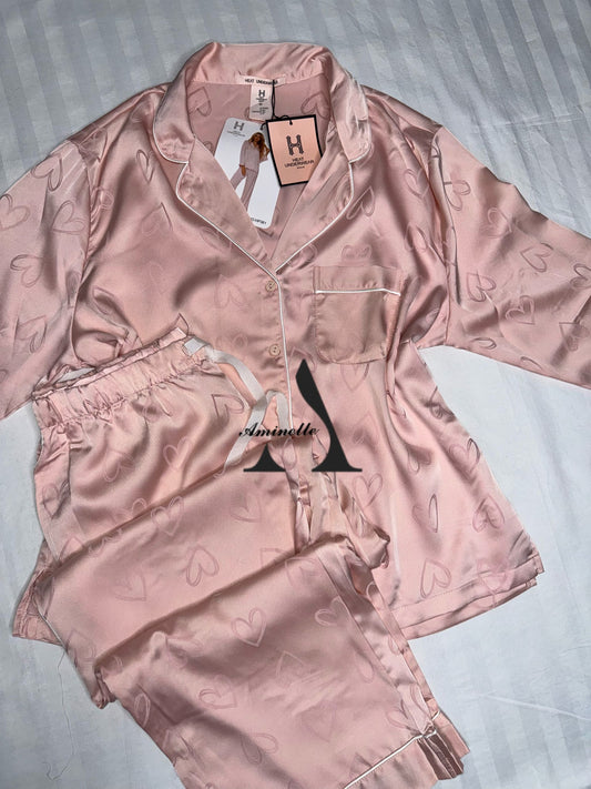 Pyjama manche longue boutonné en satin "H"