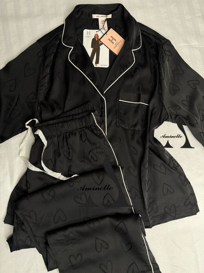 Pyjama manche longue boutonné en satin "H"