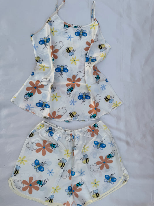 Pyjama bustier short en satin