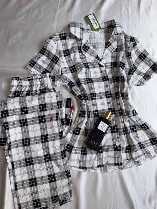 Pyjamas coton demi manche pantalon